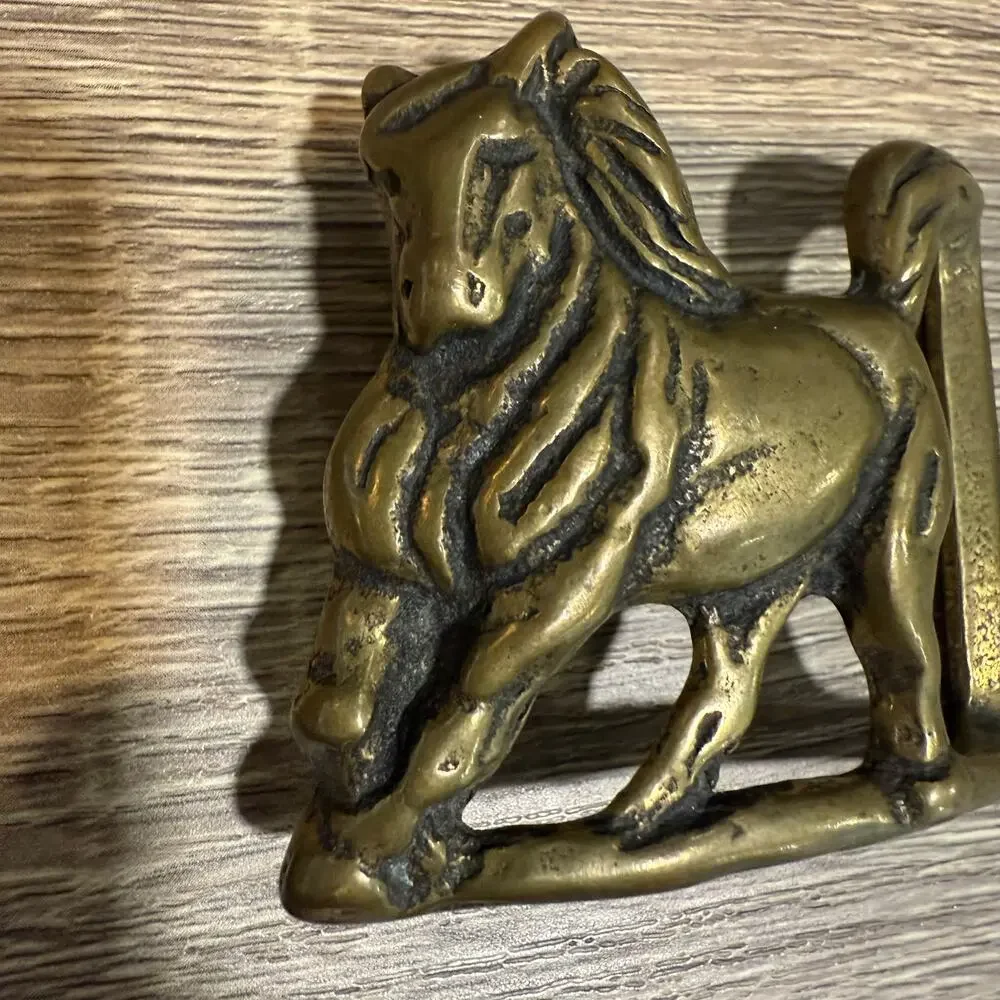 Trinity Buckle Co Vintage Solid Brass Stallion Horse Belt Buckle